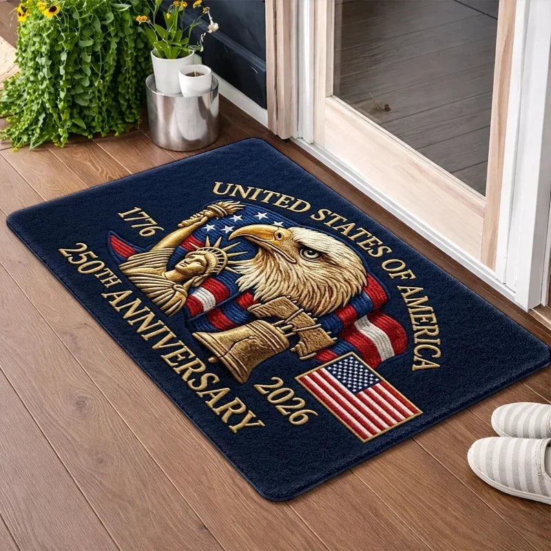 US Independence 250th Anniversary Doormat Multi Pack Set Patriotic Flannel Rug Non Slip Rubber Backing Washable Welcome Mat