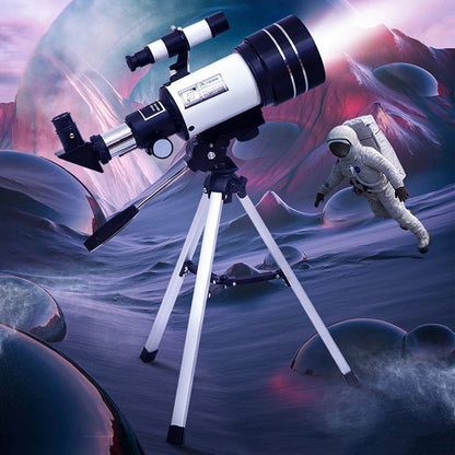 150X Astronomical Telescope , 70mm Aperture Refractor Portable Travel Telescope with Phone Adapter &Wireless Remote