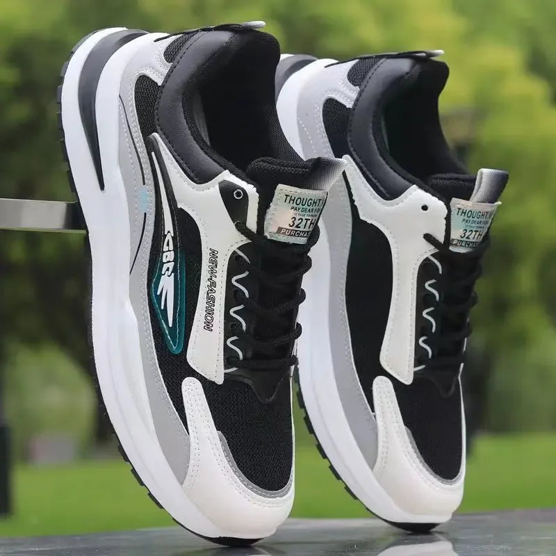 New Spring Autumn Men's Breathable Mesh Sports Shoes Korean Style Lightweight Casual Shoes Soft Bottom Running