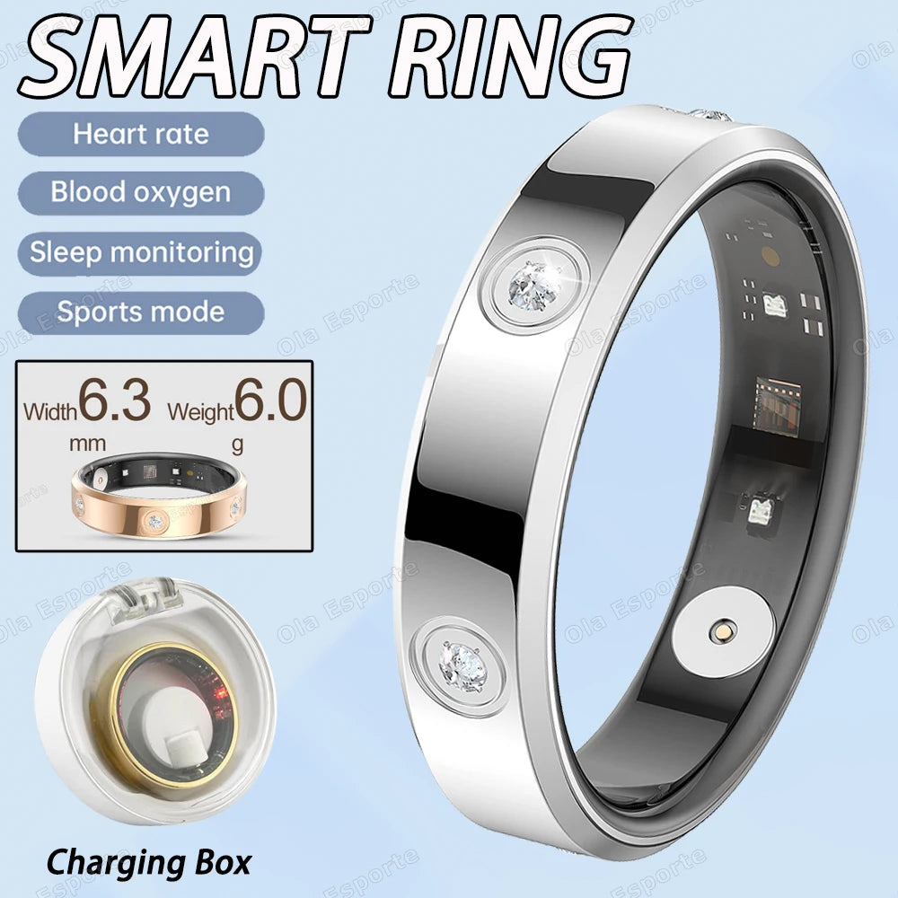 2026 Smart Ring Women Men Super narrow 6.3mm Heart Rate Health Stress measurement Monitor IP68 Waterproof Fashion Sports Rings