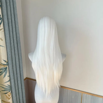 White Lace Front Wig for Women 26Inch Long Straight Synthetic Lace Wigs Heat Resistant Fibers for Cosplay Party Natural Hairline