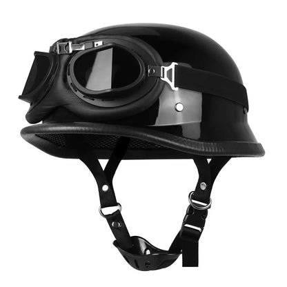 Motorcycle Helmet German Leather Style Pilot Motorcycle Open Face Retro Half Helmet Cruise Chopper Biker DOT Certification S-XXL
