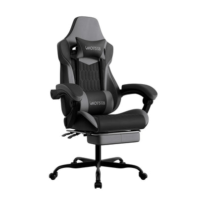 WOTSTA Gaming Chair with Footrest Gaming Chairs PVC Leather Ergonomic Gamer Chair with Adjustable Headrest Lumbar Support