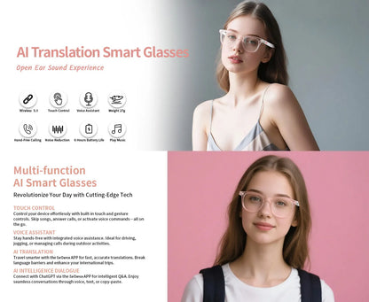 Smart Audio Glasses with Real-Time Translation Hi-Fi Music Playback Noise-Cancelling Voice Calls And Photochromic Lenses
