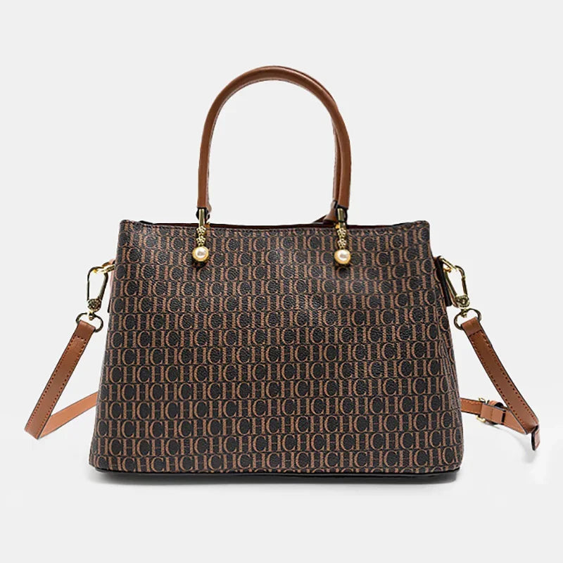 CH Letter Printed Handbag Light Luxury Brand Letter Pendant Design Fashionable and High-quality PU Leather Tote Bag