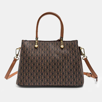 CH Letter Printed Handbag Light Luxury Brand Letter Pendant Design Fashionable and High-quality PU Leather Tote Bag