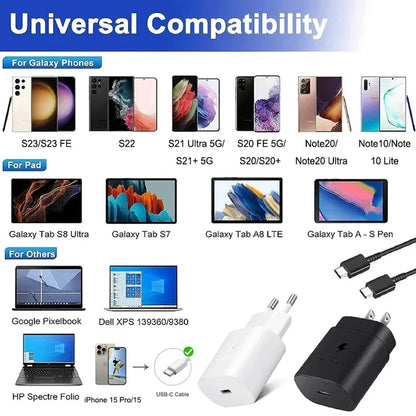 SAMSUNG 25W Charger 45W Adapter PD Type C Super Fast Charging Samsung Galaxy S26 S25 S24 S23 S22 Ultra A54 A34 Power Chargeur EU