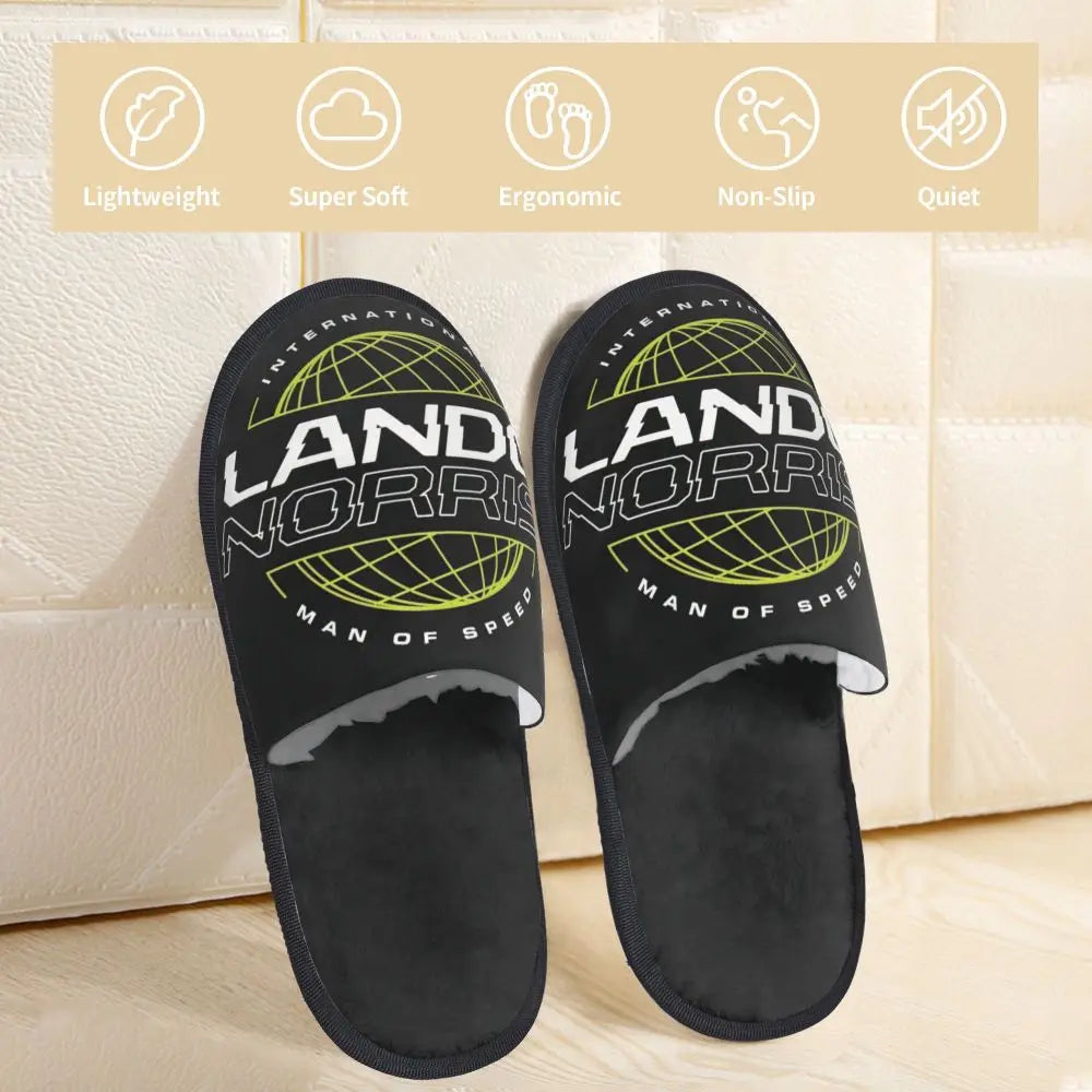 Custom British Lando Norris Racing Driver Guest Slippers for Spa Women House Slipper