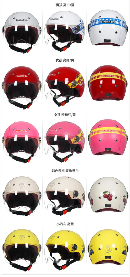BEON Motorcycle Helmet for Adult and Child All Seasons Electric Vehicle Half Helmet Summer Sun Protection Helmet Motorcycle