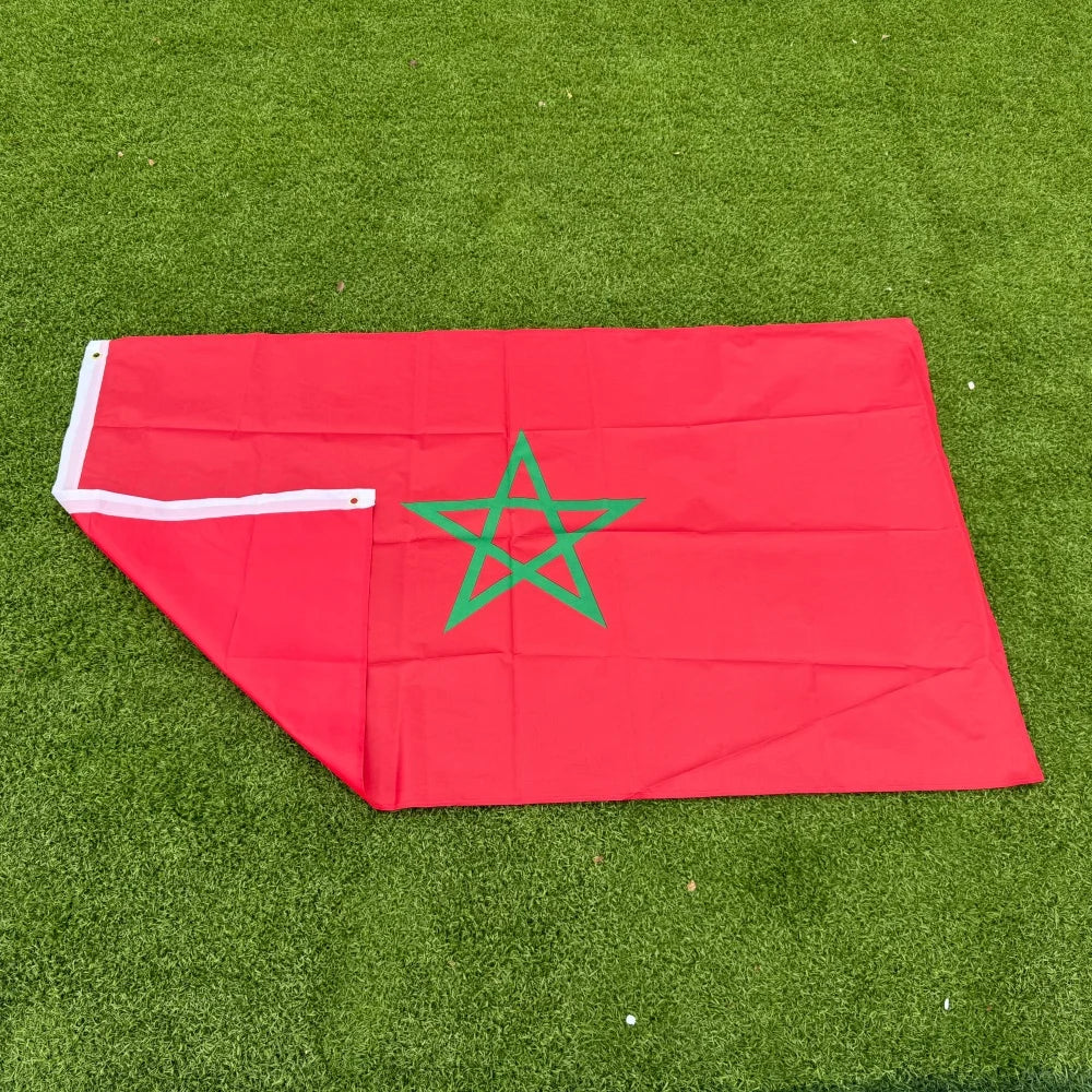 Morocco Flag 150x90cm Large 3x5 FT Moroccan National Flag Green Star Polyester Double Stitched Outdoor Indoor Decoration