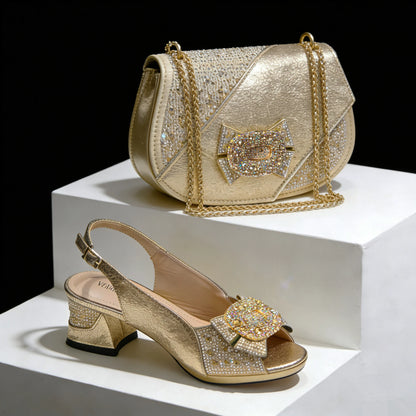 Venus Chan 2026 Elegant Women's Rhinestone Peep Toe High Heels Sandals - Italian Design with Matching Bags in Brown Color