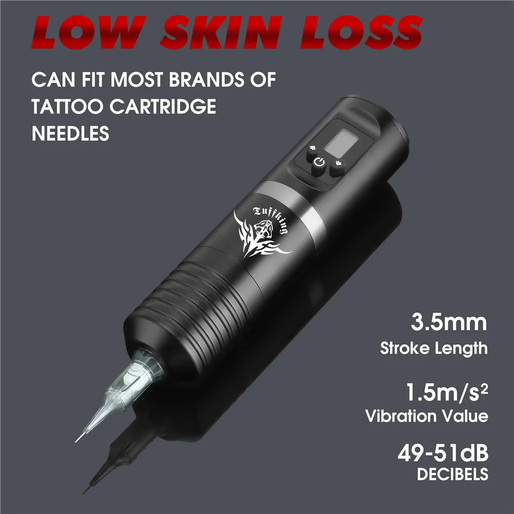 Portable Tattoo Machine Kit With 1600mAh Lithium Battery Power Digital LED Display Power Wireless Tattoo Machine Pen Set