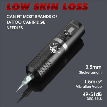 Portable Tattoo Machine Kit With 1600mAh Lithium Battery Power Digital LED Display Power Wireless Tattoo Machine Pen Set
