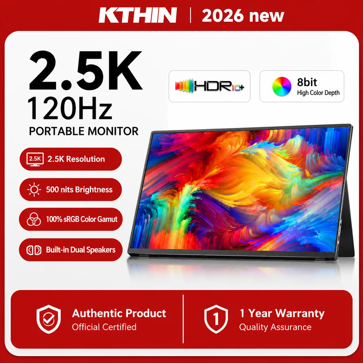 KTHIN PG03 PRO 16 inch 2.5K Portable Display 2560*1600 HDMI 120Hz Type-C 144Hz Travel Gaming Screen for Laptop Switch Computer