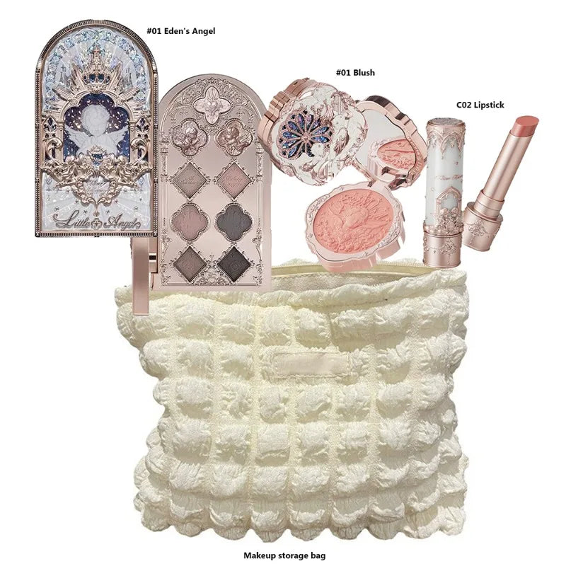 Flower Knows All In One Makeup Set Gift Box Garden Cushion Cream Foundation Matte Blush Long Lasting Velvet Lip Cream With Bag