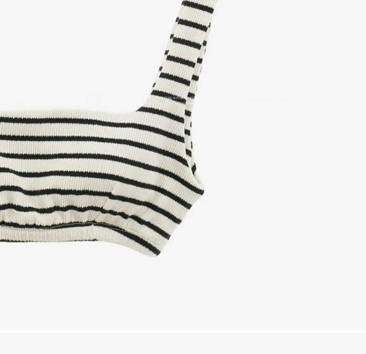 Korean Style Summer Stripe Women High Waisted Swimwear Female Push Up Swimsuit 2024 Swimming Bathing Suit Bikini Set Beach Wear