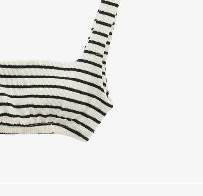 Korean Style Summer Stripe Women High Waisted Swimwear Female Push Up Swimsuit 2024 Swimming Bathing Suit Bikini Set Beach Wear
