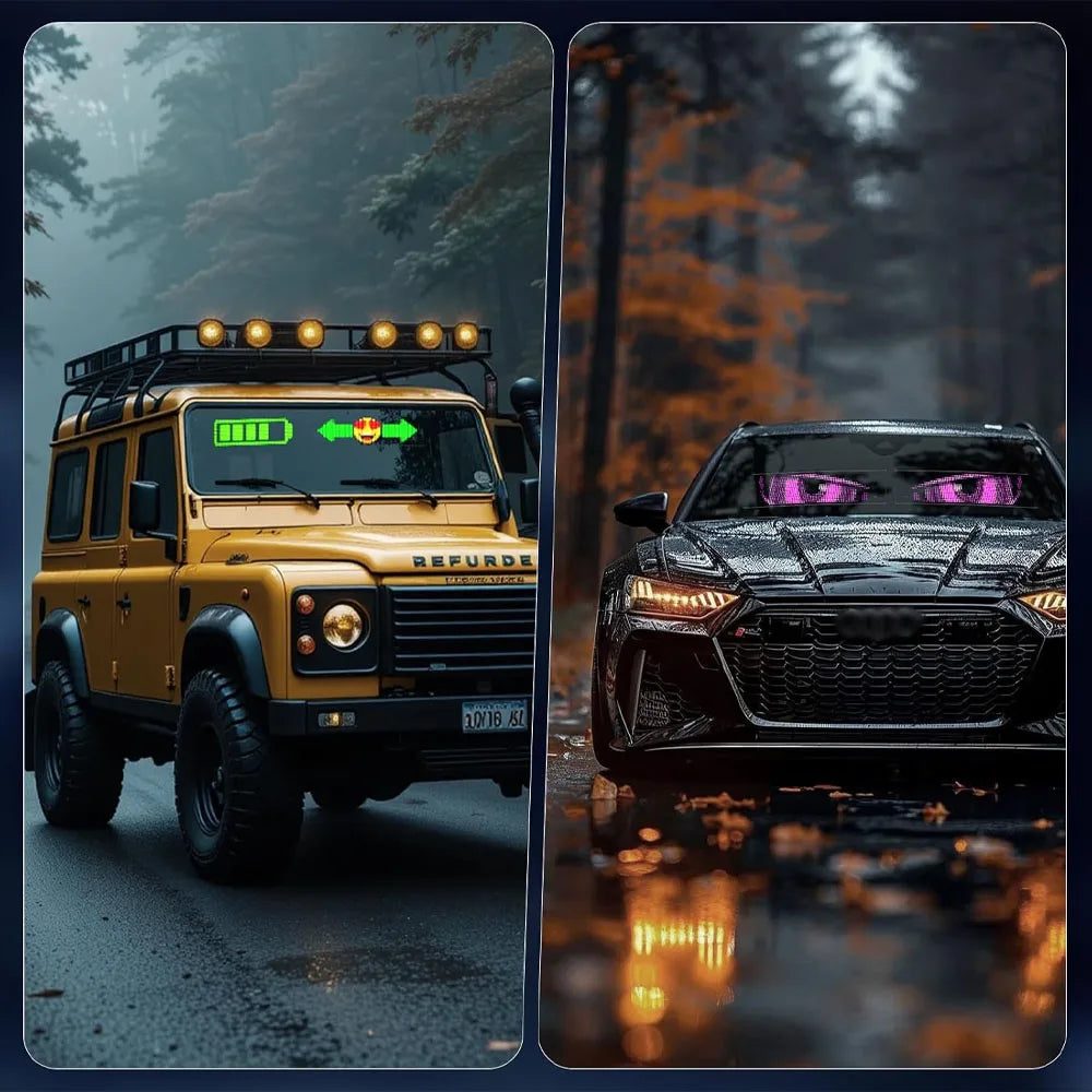 16*32 LED Devil Eye Lights for Motorcycle Windshield,Programmable Matrix Pixel Panel with App/Remote Control for Motorcycle