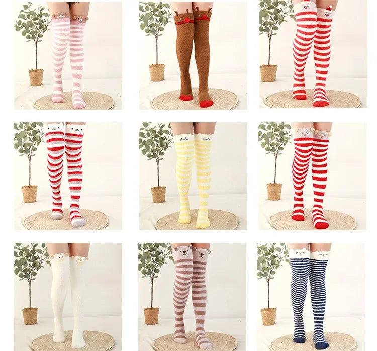 Snug Fleece Over Knee Socks Plush Cozy Winter Fall Sweet Long Female Hosiery Soft Fuzzy Leg Covers Floor Wear2024 New Bulk Deal
