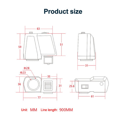 60W QC3.0+PD Motorcycle Handlebar & Rear Mirror With Digital Voltmeter Thermometer USB Socket Fast Charger Phone Power Adapter