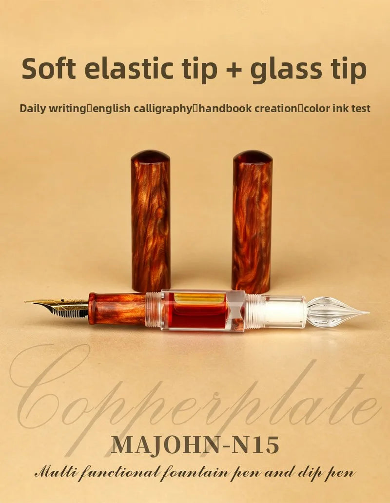 MOONMAN MN15 Beginner Copperplate Calligraphy Pen Variable Line Soft Elastic Iridium Tip Transparent Acrylic Ink Pen Gift Set