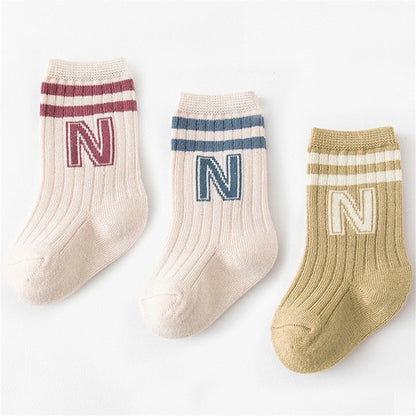 3Pair/Lot Baby Socks Knit Soft Letter Socks Baby Middle Tube Stockings Long Socks for Infant Toddler Boys Baby Girl Accessories