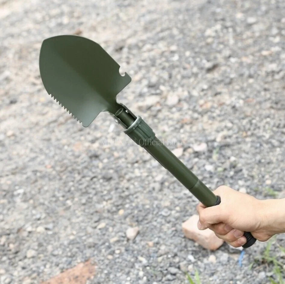 Foldable Portable Mounted Shovel Camping Tent Outdoor Shovel Self-defense Survival Tool Compass Storage Bag