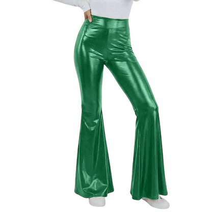 Sequin Women Flared Pants High Waist Shiny Disco Party Trousers Loose Fit Dance Club Stretchy Bell Bottom Wide Leg Trousers New