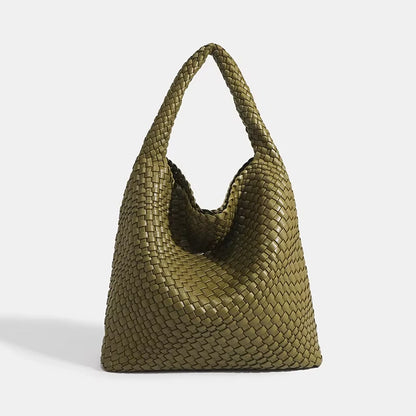Women's Fashionable Woven PU Leather Tote Bag Shoulder Handbag Top-Handle Bag with Purse - Stylish Woven Bag Purses