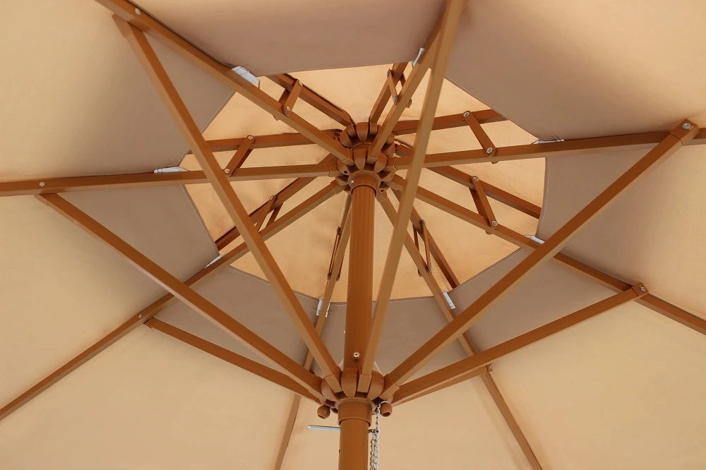 Luxury Custom Wooden Patio Umbrella Aluminum Frame Backyard Garden Sunshade for Outdoor Beach Hotel & Park Use