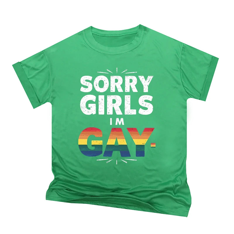 Rainbow Bananas "Sorry Girls I Like Bananas" Print T Shirt Vintage Men Short Sleeve Fun Gay Tees Casual Pride Month LGBTQ Tshirt