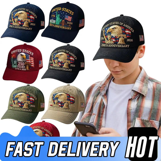 Men Women Baseball Caps US 250th Anniversary Cap Adjustable Retro Washed Patriotic Cap US 250th Anniversary Sports Trucker Hat