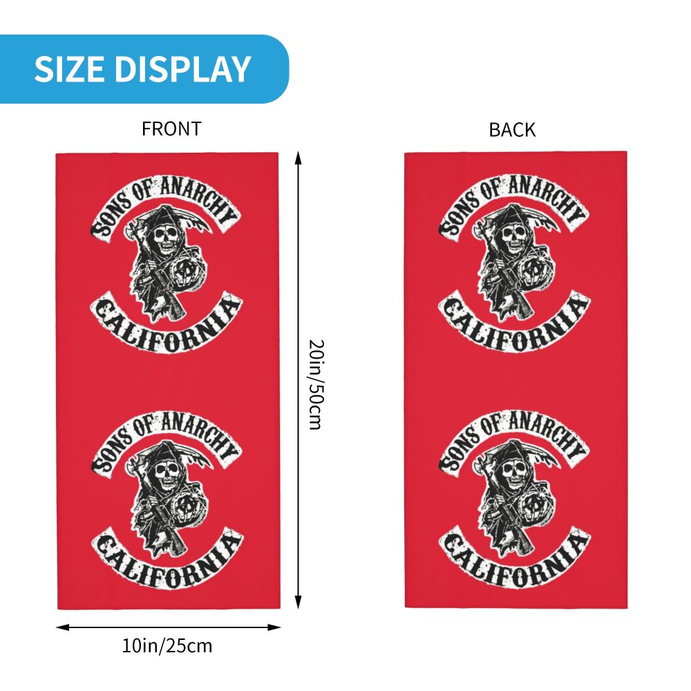 Custom 1 Percenter Essential Sons Bandana Neck Gaiter for Ski Camping Men Women Wrap Scarf TV Show Anarchy Headband Warmer