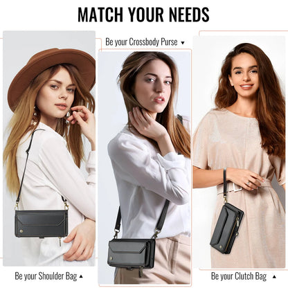 Crossbody Wallet Case for iPhone 17 Pro Max iPhon Air 17 Pro,RFID Blocking, 7-10 Card Slots, PU Leather Flip Wristlet with Strap