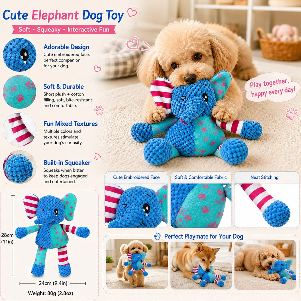 Pet Plush Toy with Squeaker Cat Dog Puzzle Toy Soft Durable Companion Teeth Cleaning Chew Toy Chew Resistant Design Pet Supplies