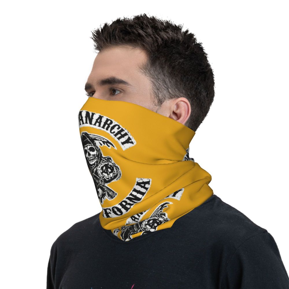 Custom 1 Percenter Essential Sons Bandana Neck Gaiter for Ski Camping Men Women Wrap Scarf TV Show Anarchy Headband Warmer