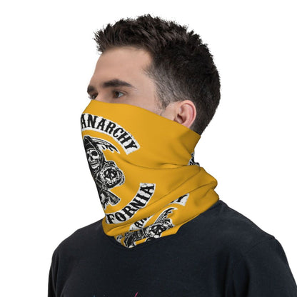 Custom 1 Percenter Essential Sons Bandana Neck Gaiter for Ski Camping Men Women Wrap Scarf TV Show Anarchy Headband Warmer