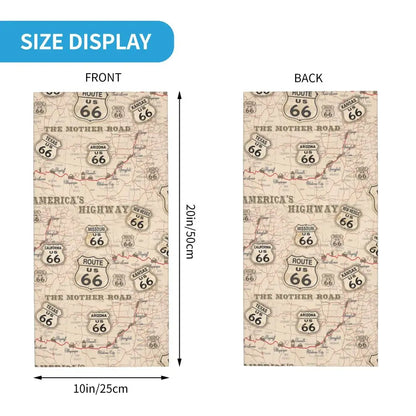 Custom Travel Motorcycle Ride Route 66 Bandana Winter Neck Warmer Windproof Wrap Face Scarf for Hiking Highways Gaiter Headband