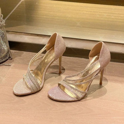 Rhinestone Pointed Toe Luxury Women Pumps Wedding Shoes Fashion PVC Sexy High Heels Woman Summer Elegant Party Bridal Shoes