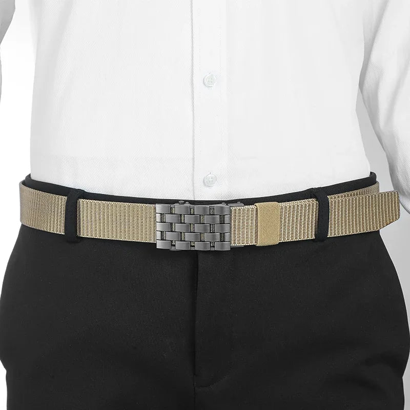 Men's Fabric Belt Nylon Canvas Automatic Belt Man Designer Belts Men Working Waistband Casual Men's Trousers Waist Belt ZX006