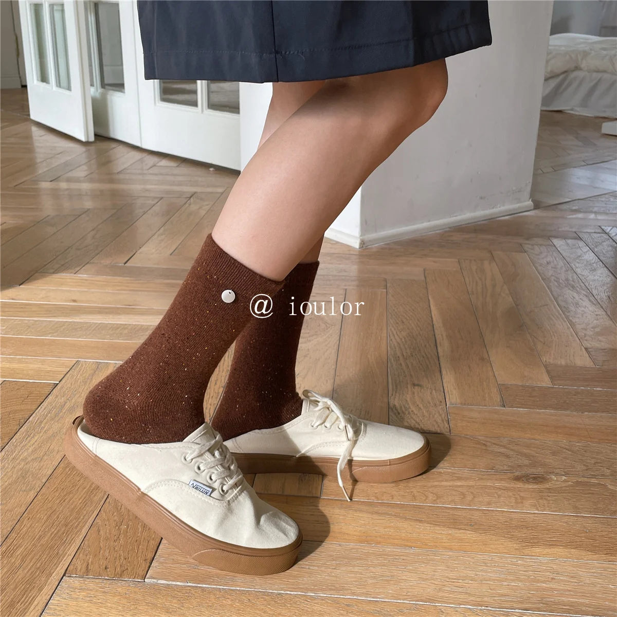 SP&CITY Colored Dotted Sheep Woolen Socks Women's Winter Warm Keeping Middle Tube Socks Casual Thick Korean Fashion Stockings