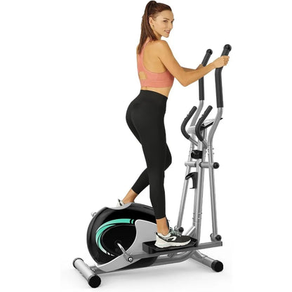 Elliptical Machine for Home Hyper-Quiet Elliptical Exercise Machine Compact Elliptical Trainer w/8 Levels Adjustable Resistance