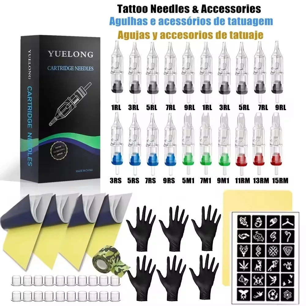 Complete Wireless Tattoo Pen Kit 7 Strokes Adjustable Tattoo Machine with Transfer Printer Ink Set Permanent Makeup Tattoo Kit