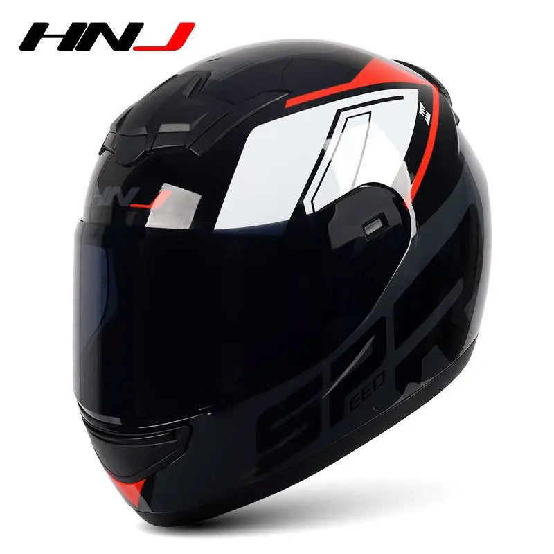 HNJ Men Motorcycle Helmet Women Full Face Helmet Riding Personality Horn Pink Helmet DOT Certification casco moto