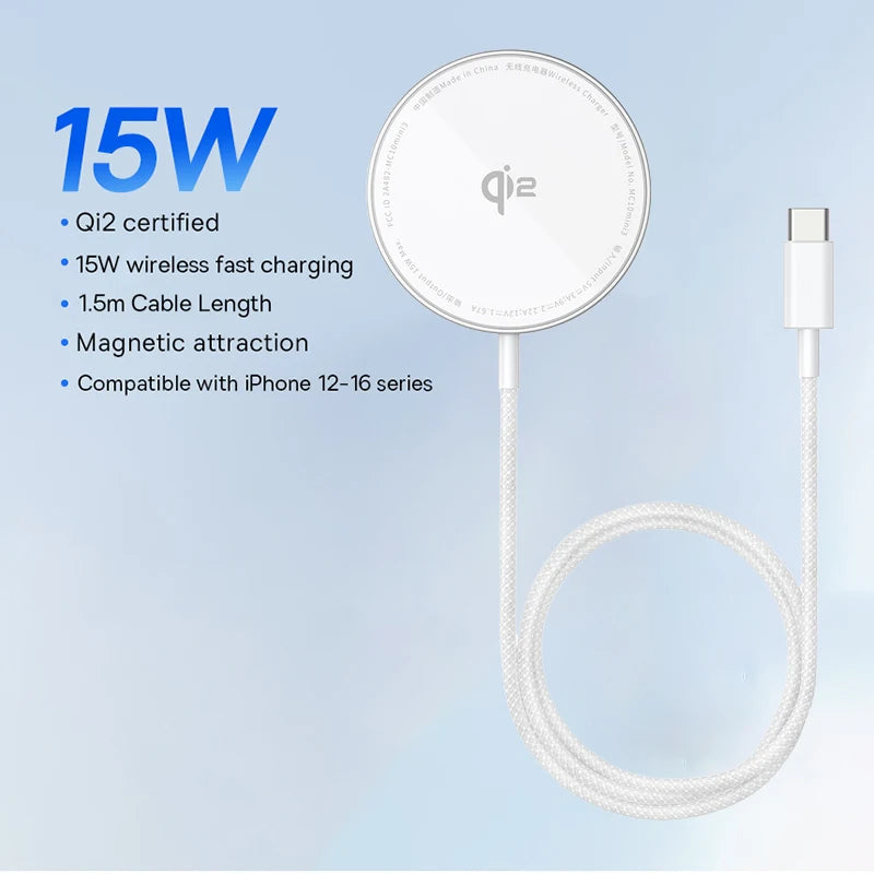 Baseus 15W Magnetic Wireless Chargers Qi Qi2 Wireless Charger Fast Charging Pad for iPhone 17 16 15 14 Mini Phone Charger Quick