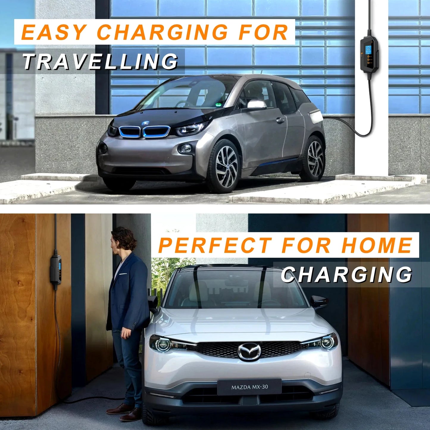feyree Type1 7KW 32A 1Phase Portable EV Charger J1772 Socket with 5m Cable Smart APP WIFI Control Version for Electric Vehicle