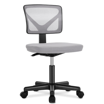 MCQ Armless Office Chairs with Swivel Rolling Wheels Ergonomic Mesh Mid Back Adjustable Height Computer Work Vanity Desk Chairs
