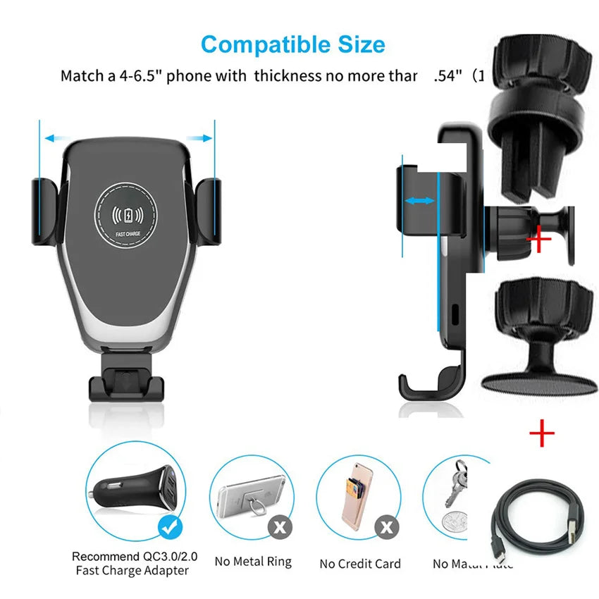 Car Wireless Charger Air Vent Mount Phone Holder Stand For iPhone 17 16 15 14 13 12 Samsung Xiaomi Induction Fast Car Charging