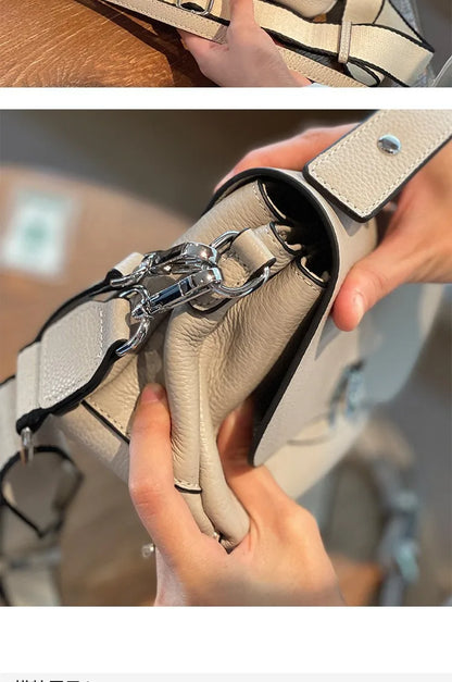 luxury handbags female crossbody bags Vintage Genuine leather one piece shoulder bag small square bag for women cowhide Blue bag