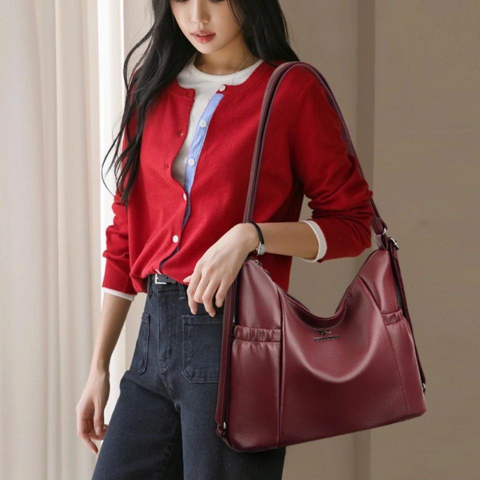 High Quality Soft Pu Leather Shoulder Bags for Women Women Bags Luxury Designer Multifunction Travel BackPack Commuter Handbags